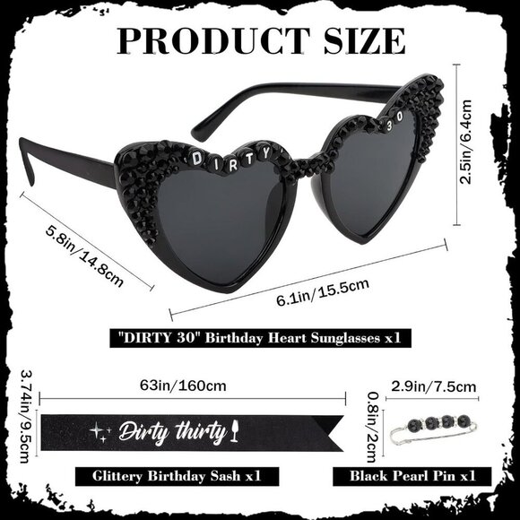 Dirty Thirty Birthday Sash & Sunglasses Set for Women 30th Party Decorations main image 7